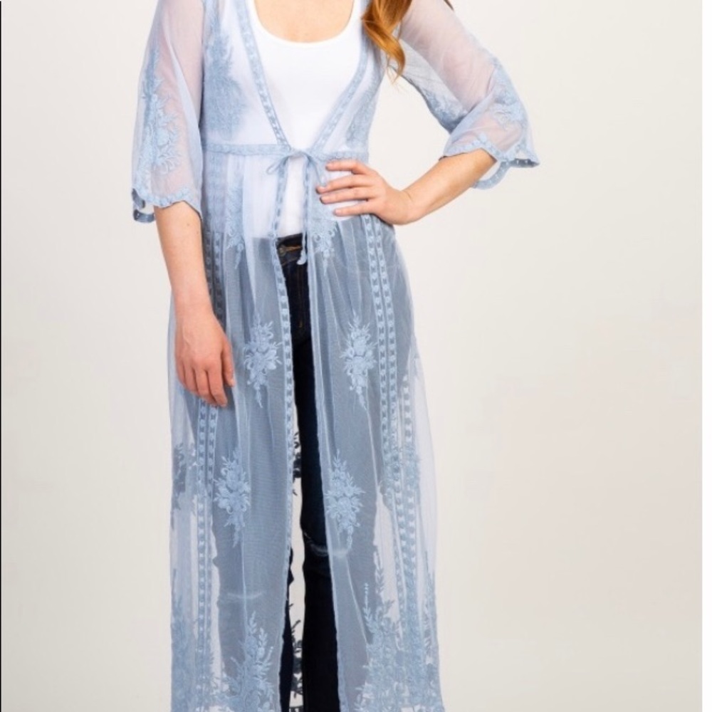 Baby blue lace duster NWOT